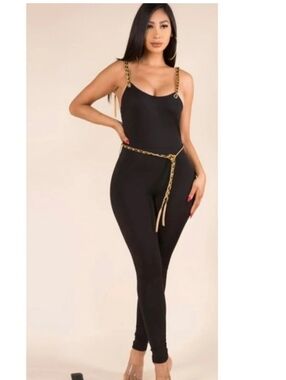 Nwot Fashion Nova 2x Gold Chain Jumpsuit